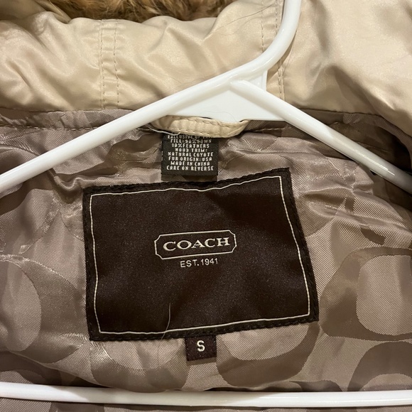 Coach Women's Puffer Jacket with Fur Lined Hood Size Small - Picture 3 of 7